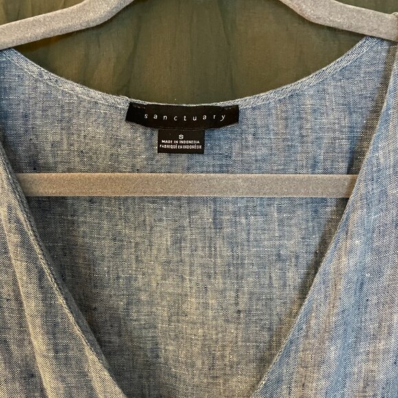 Chambray Linen Button Jumpsuit - Picture 2 of 2